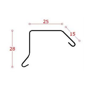 Alu-sternkapsel 25 mm ryg, 45 gr. bagkant, l = 1,5 m.
