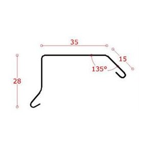 Alu-sternkapsel 35 mm ryg, 45 gr. bagkant, l = 1,5 m.