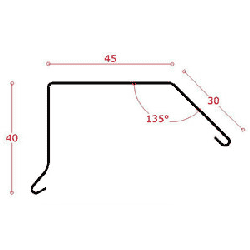 Udv.hj. f. alu-sternk. 45 mm ryg, 45 gr. b.k., l = 0,9 m