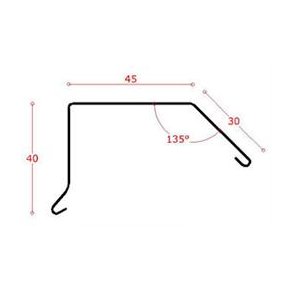 Alu-sternkapsel 45 mm ryg, 45 gr. bagkant, l = 1,0 m.