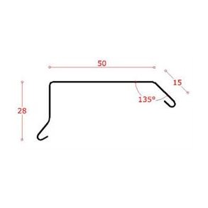 Alu-sternkapsel 50 mm ryg, 45 gr. bagkant, l = 1,5 m.