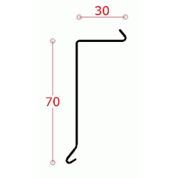 Udv. hjrne f. alu-lskant 70 mm forkant, l = 0,9 m.