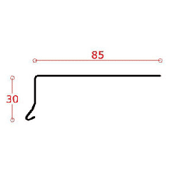 Udv. hj. f. alu-murkr.kant 30 mm forkant, l = 0,9 m.