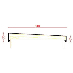 Endestykke hjre f. alu-murkroneafdkning skr 340 mm, l = 0,9 m. Sort RAL 9005