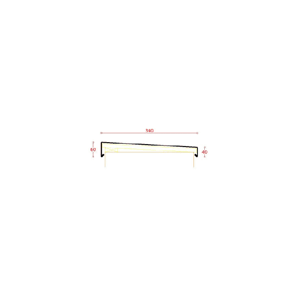 Endestykke hjre f. alu-murkroneafdkning skr 340 mm, l = 0,9 m. Sort RAL 9005