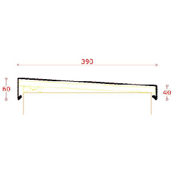 Endestykke hjre f. alu-murkroneafdkning skr 390 mm, l = 0,9 m. Sort RAL 9005