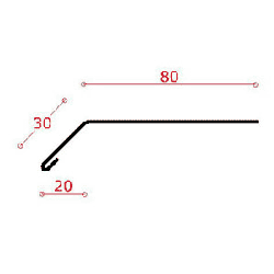 Udv.hj. f. alu-murkr.kant 30 mm 45gr.f.k.,l = 0,4 m.
