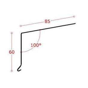 Alu-tagfod 60 mm forkant, l = 1,0 m., primet.