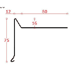 Indv. hjrne f. zink-vindsk. 75 mm forkant, l = 0,9 m.