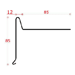 Udv. hjrne f. zink-vindsk. 85 mm forkant, l = 0,9 m.