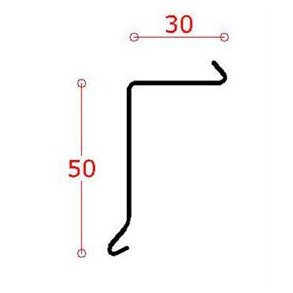 Alu-lskant 50 mm forkant, l = 1,5 m.