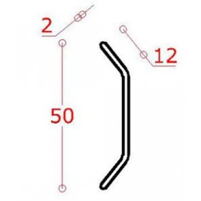 Alu-spndliste 50 mm forkant l = 1,5 m., t = 2 mm.