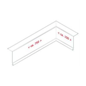 Indv. hjrne f. alu-lskant 70 mm forkant, l = 0,9 m.