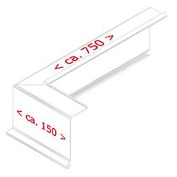 Udv. hjrne f. alu-lskant 70 mm forkant, l = 0,9 m.