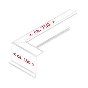 Udv. hjrne f. alu-lskant 70 mm forkant, l = 0,9 m.