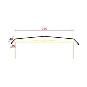 Alu-murkroneafdkning buet 350 mm, l = 1,5 m. Sort RAL 9005