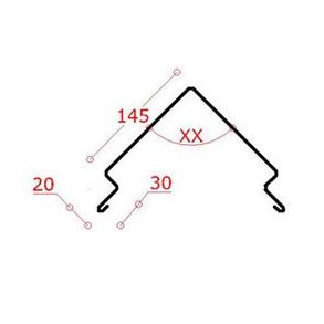Zink-rygning f. skifertag 145 mm, l = 1,0 m.