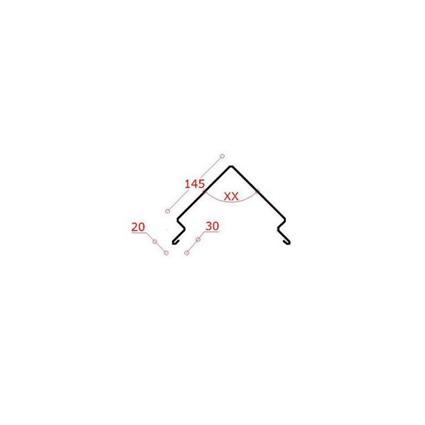 Alu-rygning f. skifertag 145 mm, l = 1,5 m.