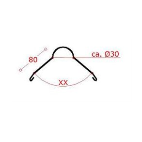 Zink-rygning halvrund f. skifertag 30, l = 1,0 m.