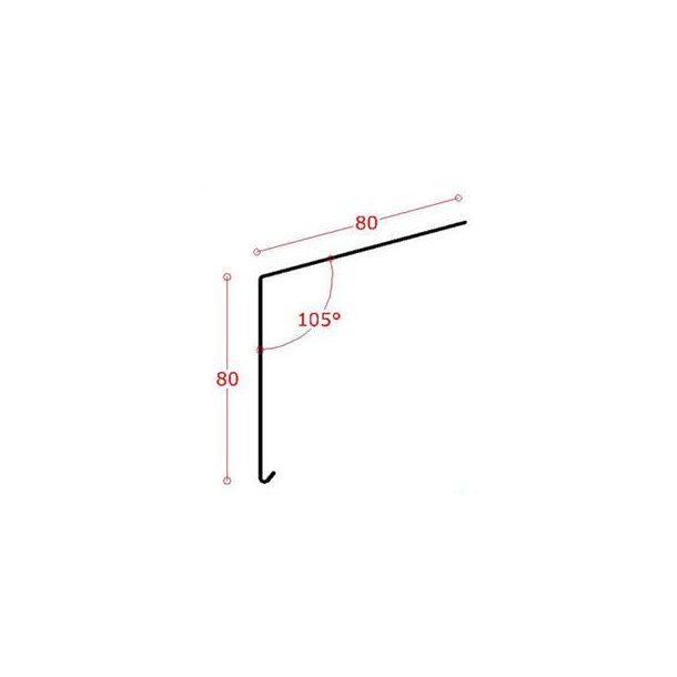 Alu-tagfod 80 mm forkant, l = 1,5 m., primet