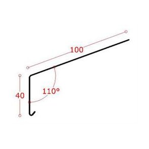 Alu-tagfod 40 mm forkant, l = 1,5 m., primet.