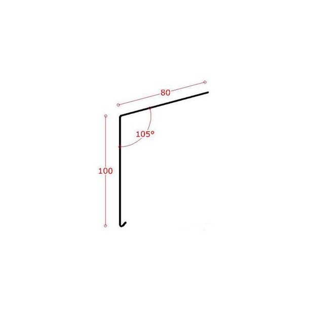 Alu-tagfod 100 mm forkant, l = 1,5 m.