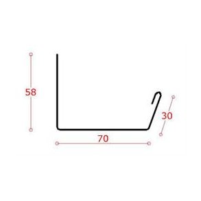Alu-vandrende 70/30 mm, l = 1,5 m. 