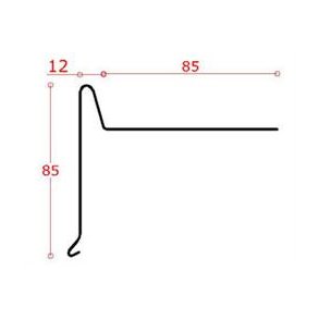 Zink-vindskede 85 mm forkant, l = 1,0 m.