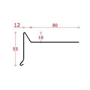 Zink-vindskede 55 mm forkant, l = 1,0 m.