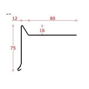 Zink-vindskede 75 mm forkant, l = 1,0 m.