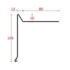 Zink-vindskede 105 mm forkant, l = 1,0 m.