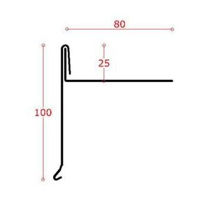 Zink-vindskede dobb. 100 mm forkant, l = 1,0 m.