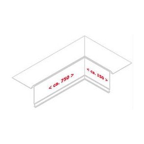 Indv. hjrne f. zink-vindsk. 75 mm forkant, l = 0,9 m.