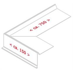 Udv. hjrne f. zink-vindsk. 75 mm forkant, l = 0,9 m.
