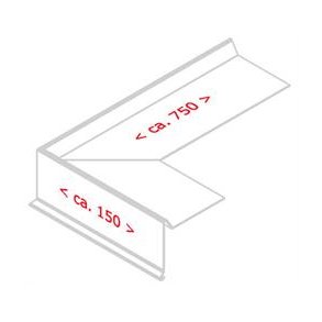 Udv. hjrne f. zink-vindsk. 75 mm forkant, l = 0,9 m.