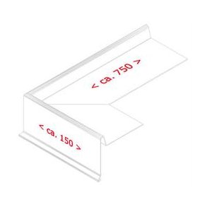 Udv. hjrne f. zink-vindsk. 85 mm forkant, l = 0,9 m.